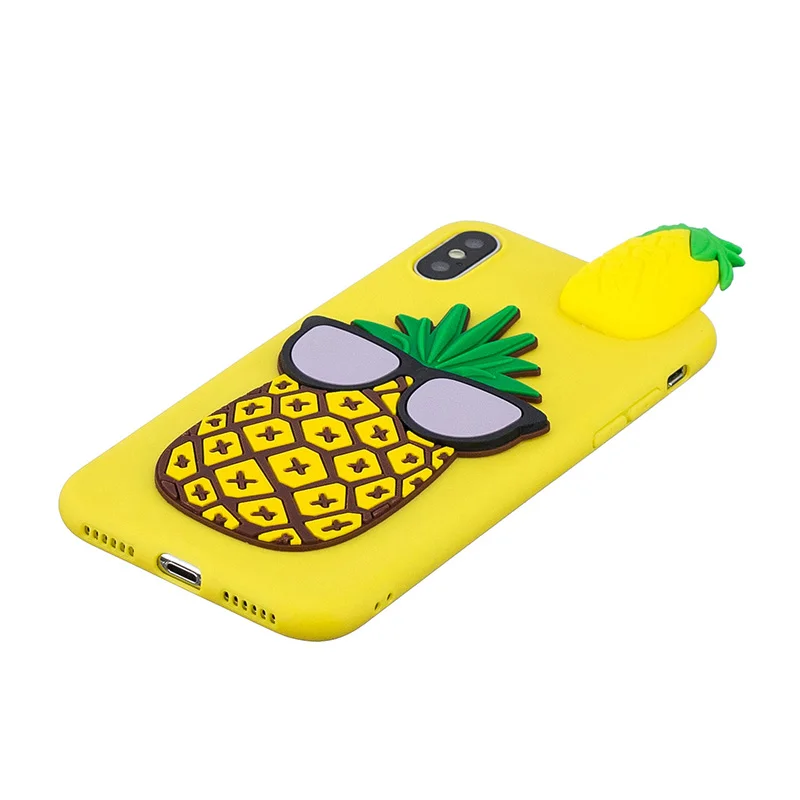 3D Pineapple Cat Phone Case For iPhone X Xr Xs Max Soft Silicone Cute Cartoon 7 8 Plus 6 6s 5 5S SE Cover Coque |