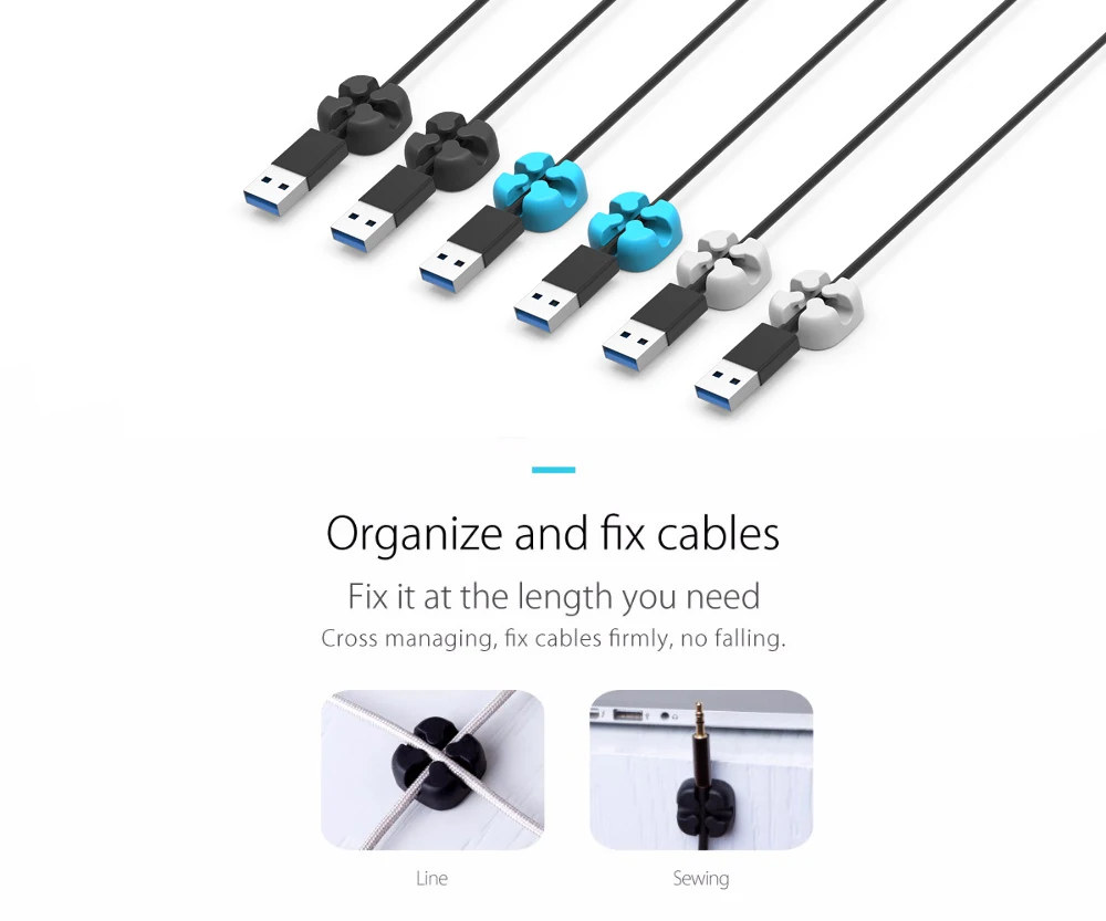 AIFFECT 6 шт. силиконовый кабель для сматывания Магнитный кабельный зажим USB Кабельный органайзер зажим для настольной рабочей станции управление проводом шнура