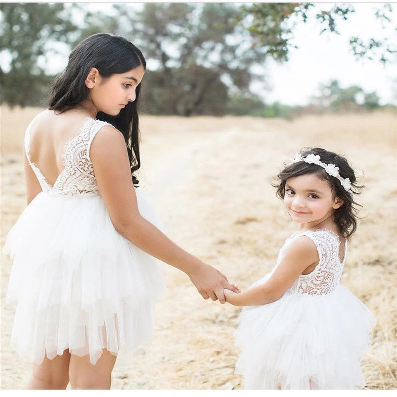 Toddler Kids Baby Girls Lace Dress Party Prom Bridesmaid Pageant Dresses Sleeveless Ruffles Floral Sundress 5 Style | Детская одежда и
