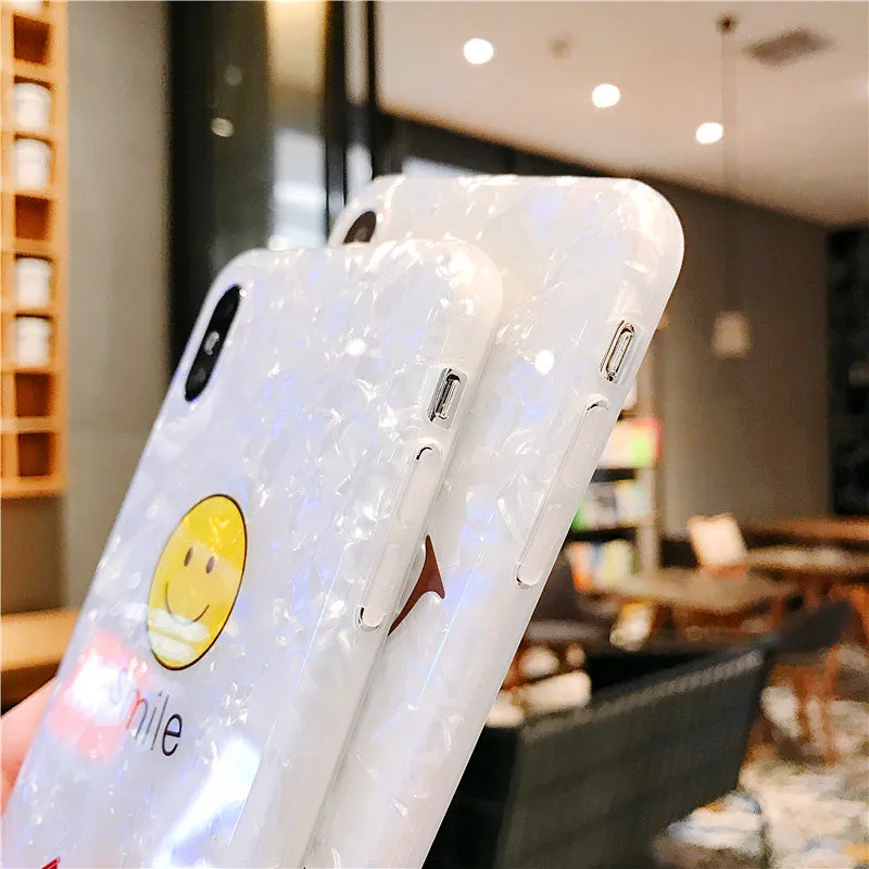 Shell grain super cute Cartoon smiling face IMD soft shell white phone Case For Apple iphone 6 6s 7 8 Plus X XS XR MAX case |