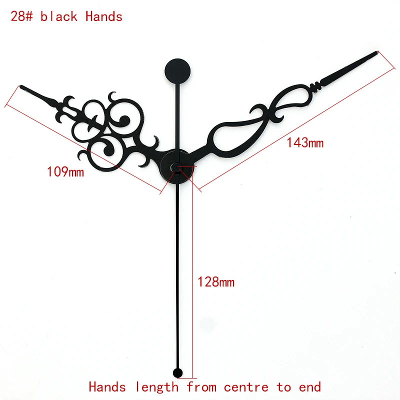 

100sets S Shaft Black long Hands 28# Quartz Clock Accessory Clock Hands Metal Aluminum Material High quality DIY Clock kits