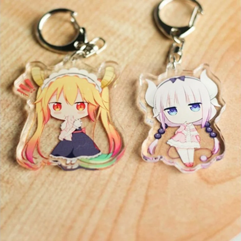 2018 Dragon Maid Kanna Tohru Key Chain Popular Lackingone Anime Transparent Acrylic Ring Keychains | Украшения и аксессуары