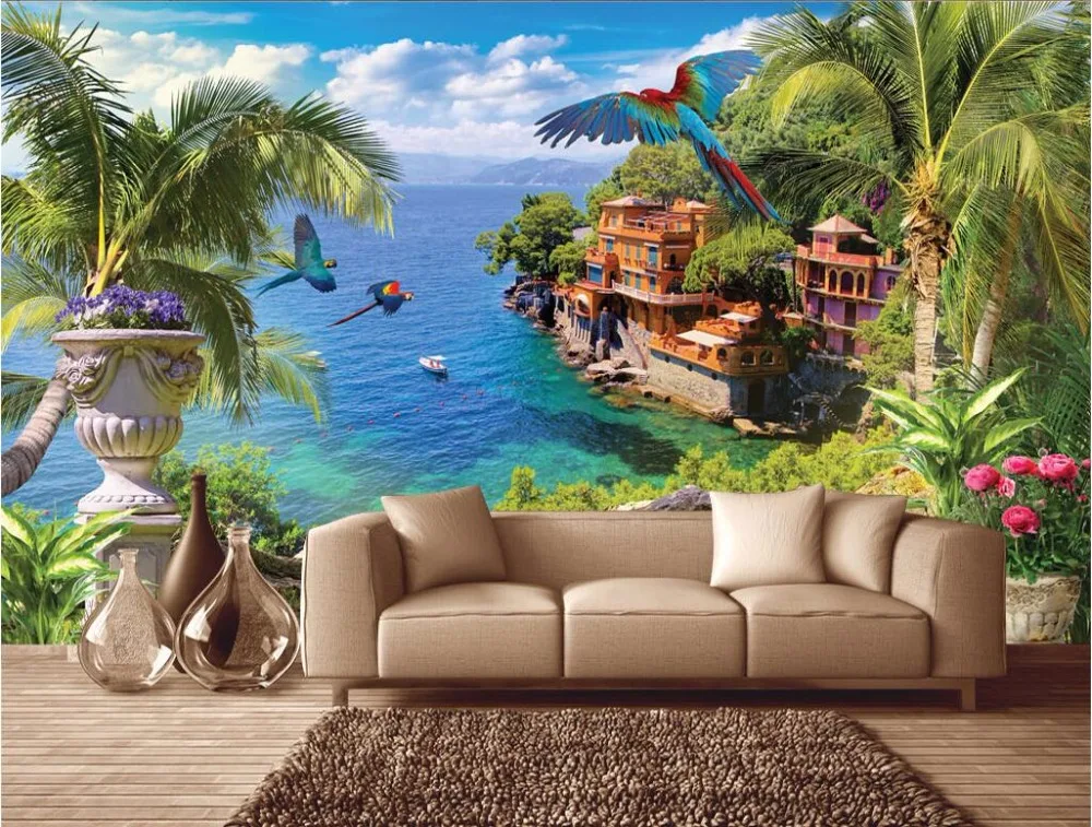 Пользовательские фото дизайн 3d настенные фрески обои голубое побережье