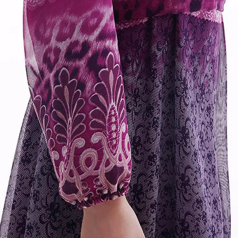 Ремень! Макси с принтом шифоновое платье в этническом Стиль 2017 винтажном стиле