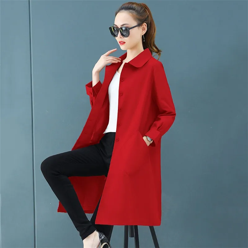 Женская ветровка средней длины в Корейском стиле весенне-осенняя свободная