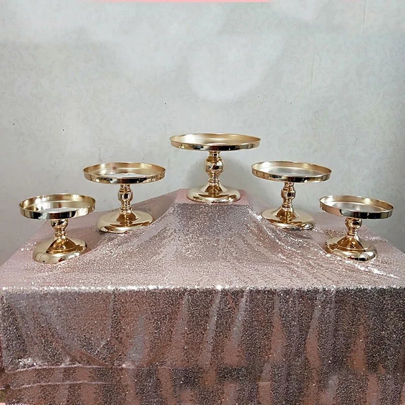 5pcs gold 1 шт-10 шт Серебро& золото& розовое золото Торт Стенд Зеркало Набор Кристалл десерт на вечеринку, свадьбу торт стол инструменты для украшения торта - Цвет: 5pcs gold