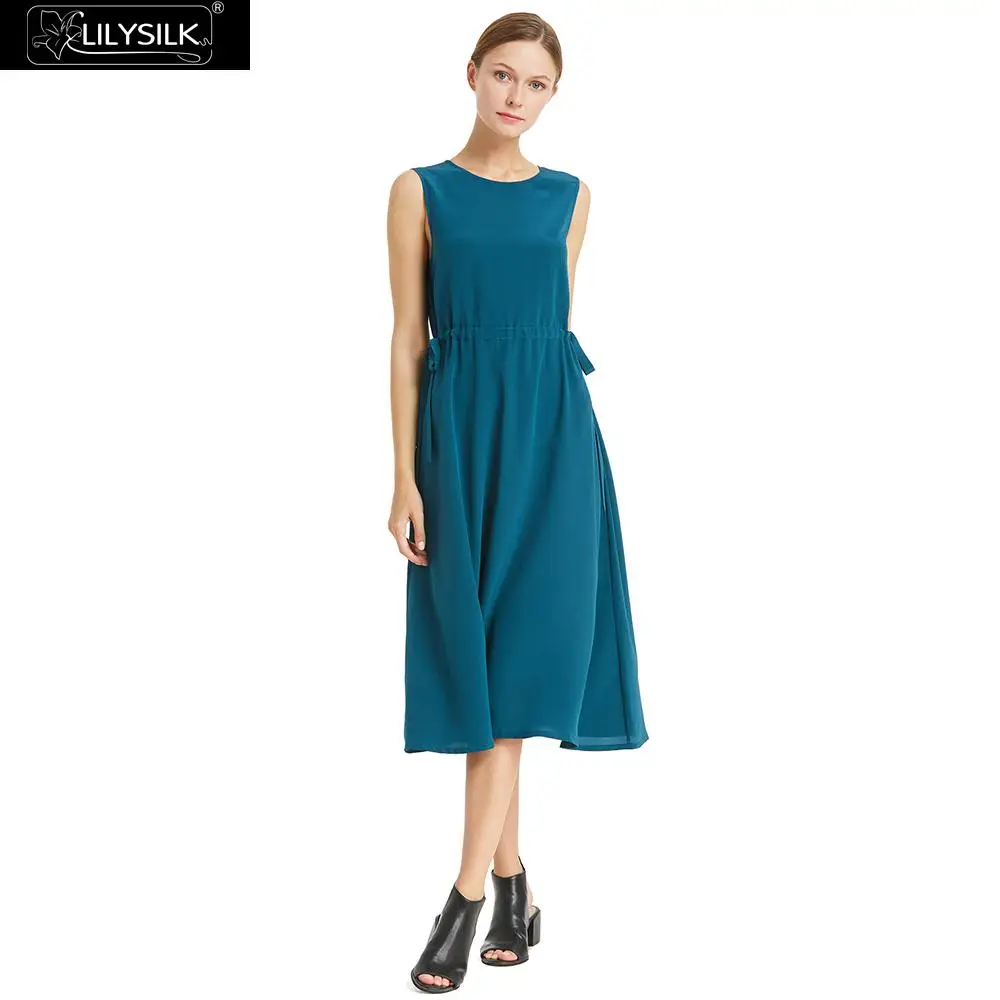 LILYSILK платье Для женщин обеих сторон Drawstring шелк Бесплатная доставка