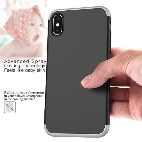 silver black Роскошный Жесткий чехол из поликарбоната для iPhone 8 7 6 6s plus X Xs Ma чехол 5 5S Se 360 бампер противоударный чехол для iPhone XR чехол s Защита - Цвет: silver black