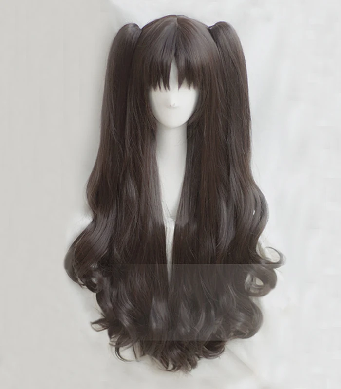 Парик для косплея Fate/Stay Night Rin Tohsaka термостойкий коричневый конский хвост длиной 80