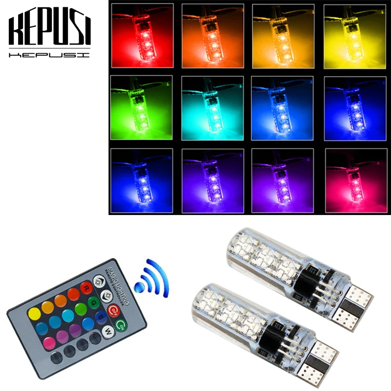 RGB светодиодный T10 W5W 194 габаритный свет ширина света источник Многоцветный 5050