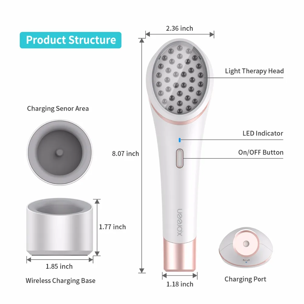 Acne Light Therapy, Xpreen беспроводной Перезаряжаемый Свет устройство для лечения акне Acne Clearing ластик с синим светом и красным светом