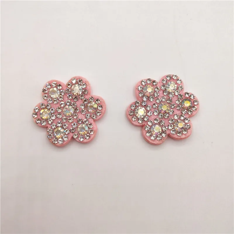 pink flower 30 шт., многостильная Корона/Цветочная мягкая аппликация с блестящими бриллиантами для украшения головных уборов, аксессуары для волос ручной работы - Цвет: pink flower