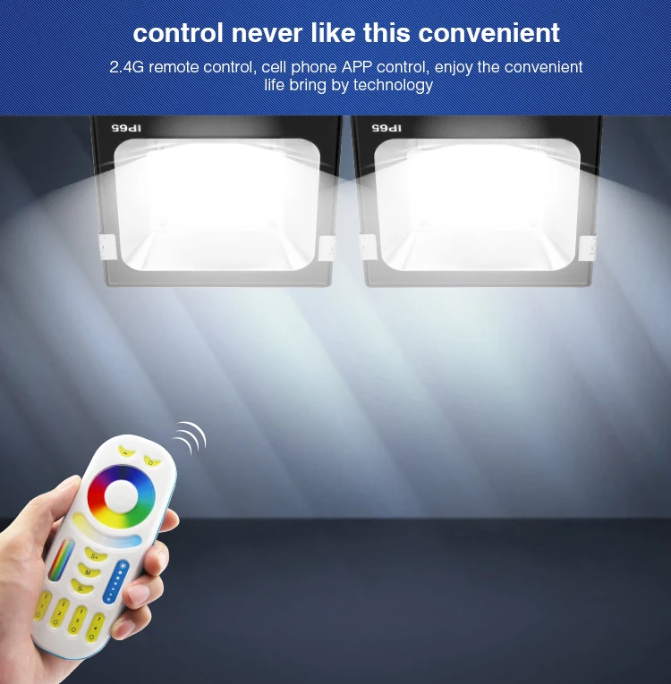 Высокое качество Mi светильник RGB+ CCT Светодиодный прожектор светильник AC86-265V мощностью 10 Вт, 20 Вт, 30 Вт, 50 Вт RF пульт дистанционного управления/Wi-Fi, Управление IP65 Водонепроницаемый Светодиодный прожектор светильник