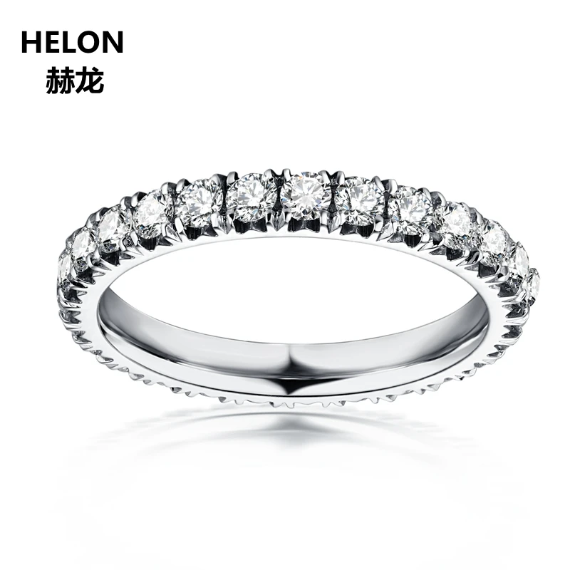 Женское кольцо для помолвки Moissanite однотонное с алмазом из белого золота 14 к 1 9 мм