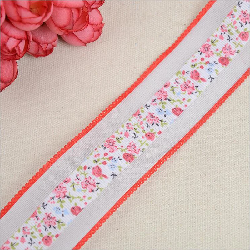 Лента из органзы с цветочным принтом 38 мм | Дом и сад