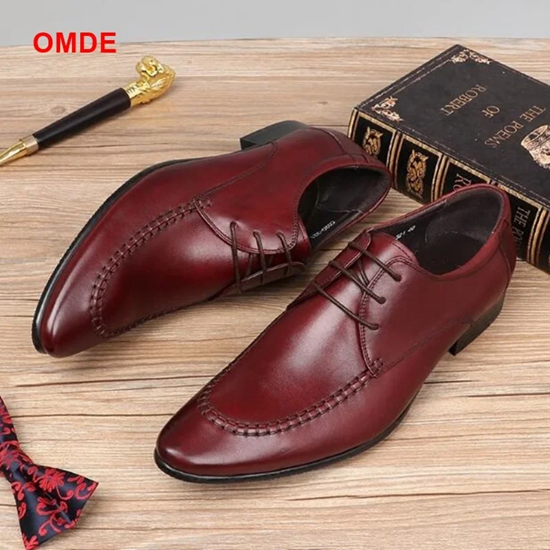 

OMDE Men Dress Shoes New Arrival British Style Genuine Leather Pointed Toe Formal Shoes Fashion Lace-up Office Shoes For Men