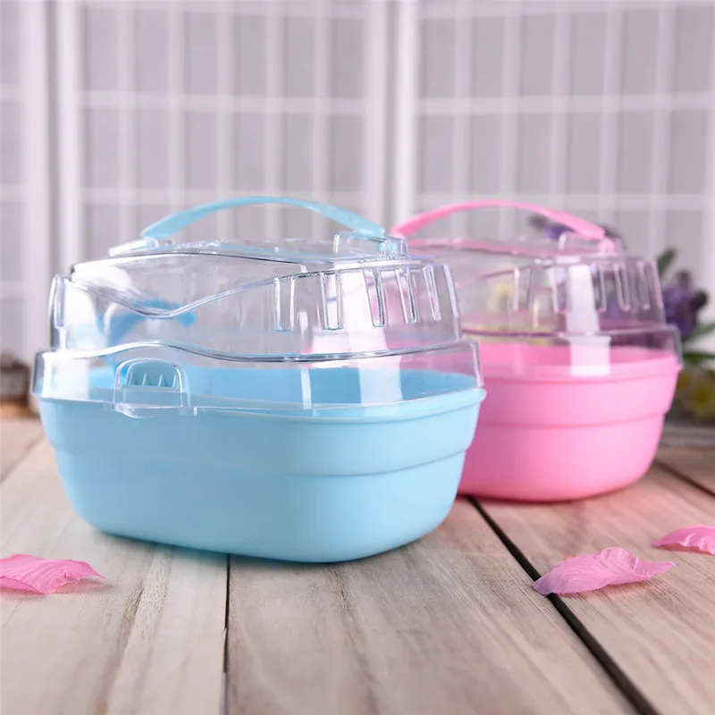 Очаровательная прозрачная клетка для хомяка со встроенной бутылкой воды