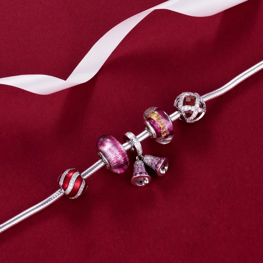 Браслет женский из серебра 925 пробы с пузырьками золотой фольги|charm 925|charm sterlingcharm