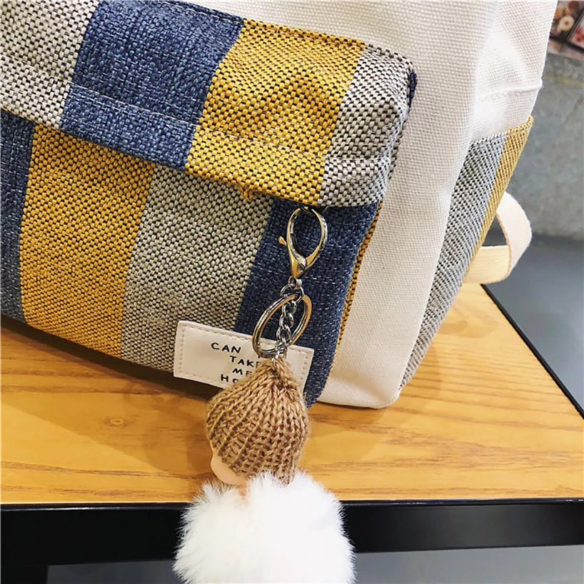 Aelicy Canvas Backpack Bag Teenager Japanese Plaid Stripe Backpacks Women Students School Bags Girls Summer Leisure Fresh Style | Багаж и