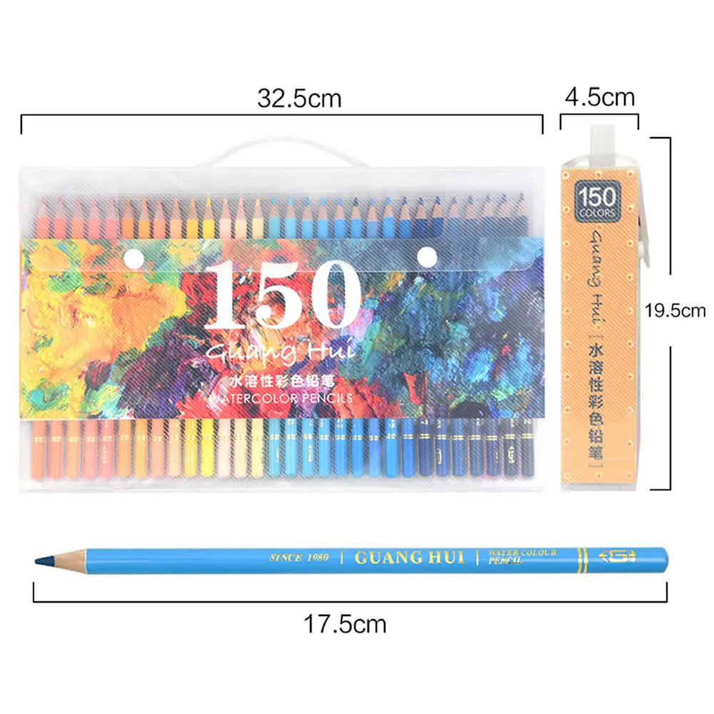 150 цветов мягкие акварельные карандаши деревянные водорастворимые цветные набор