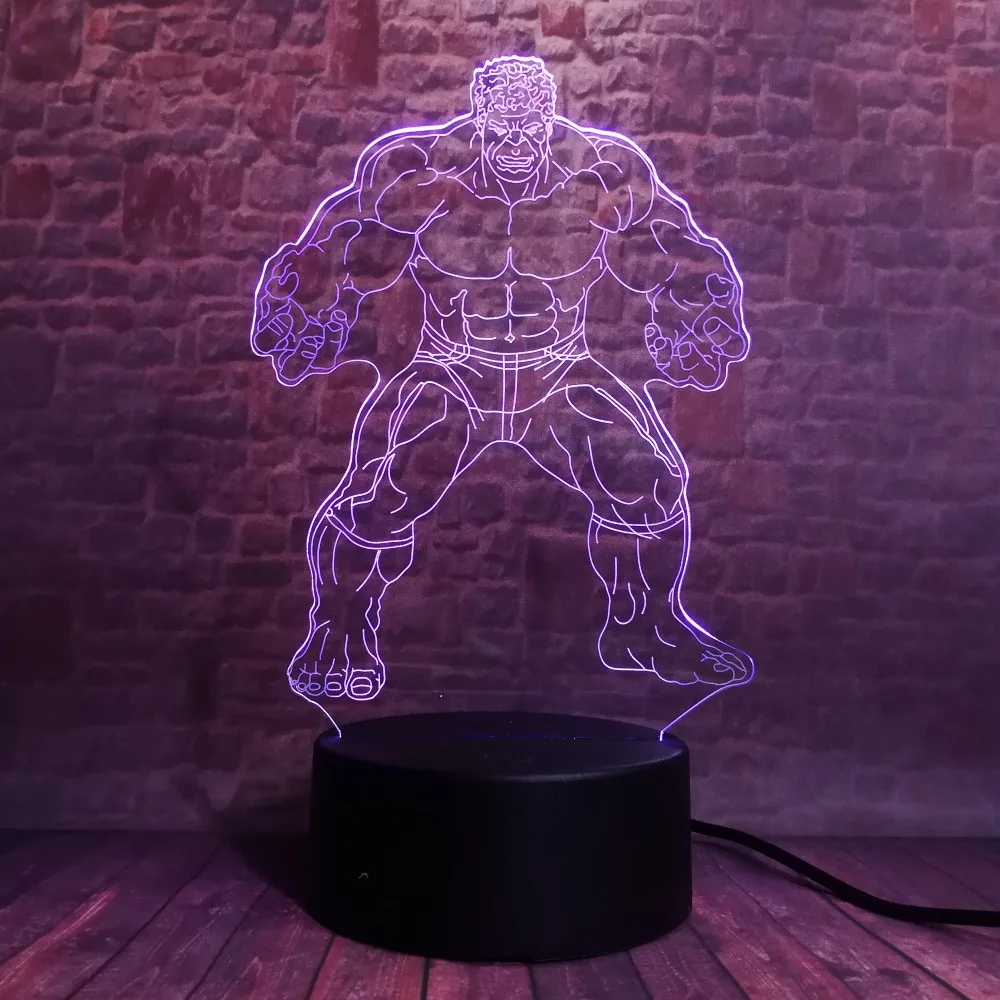 Marvel's Legends мстители Супер Герой 3D Халк ночник 7 красочный градиент LED Настольная