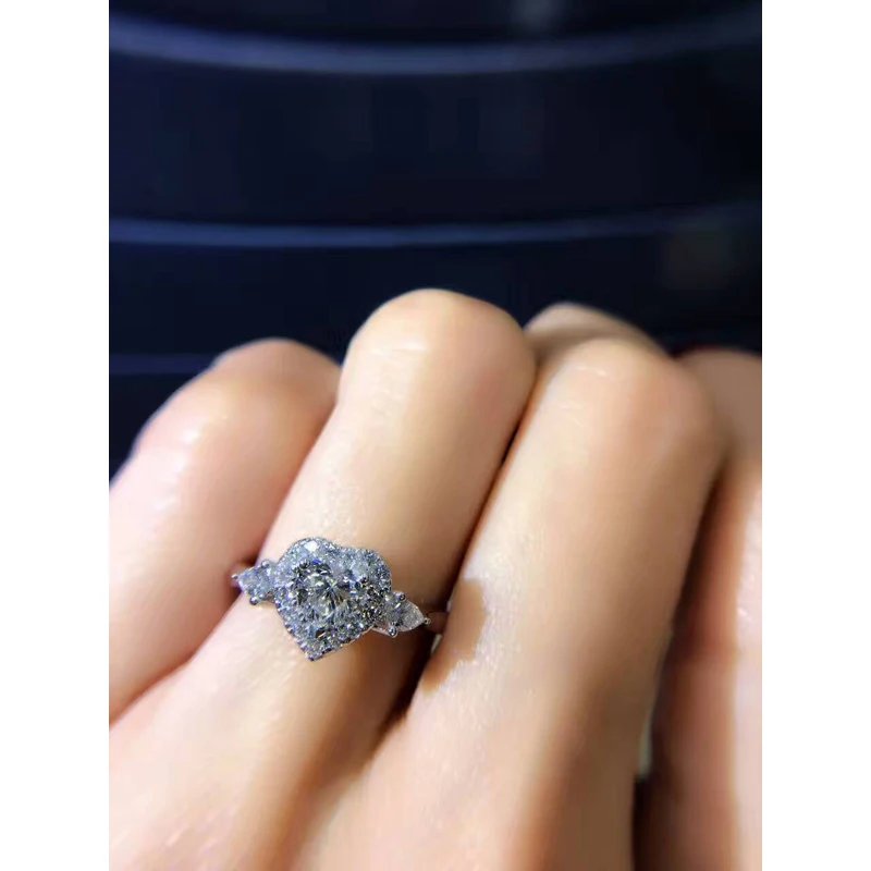 LASAMERO кольцо для женщин 0.414CT 18 К белое золотое любовное сердце дизайн сертифицированное кольцо с натуральным бриллиантом обручальное кольцо