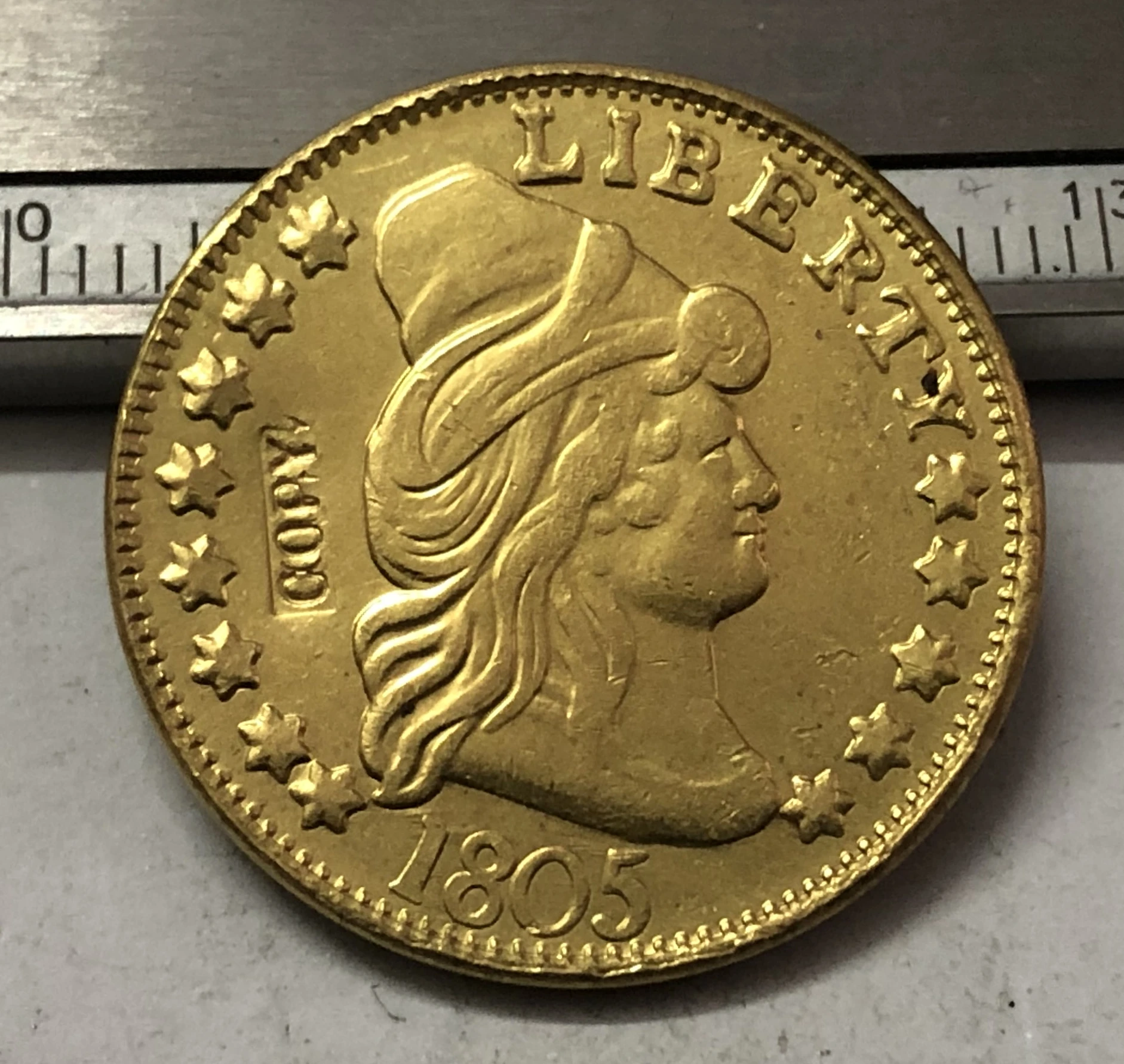 1805 США тюрбан HEAD $5 24K позолоченный доллар точная копия (Орел и щит на обратной