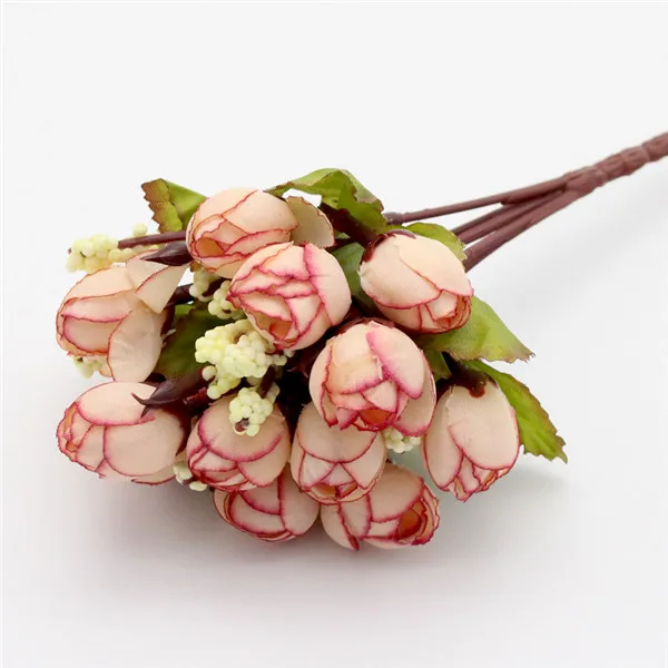 Pink Lucia crafts 1 набор(15 голов) красочные шелковые цветы искусственные цветы мини розы домашний декор для украшения свадьбы A1204 - Цвет: Pink