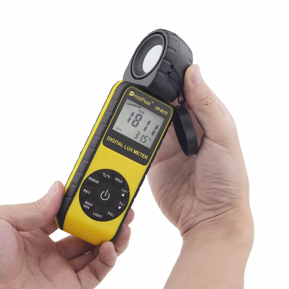 HoldPeak HP-881D Цифровые ЛЮКС Метр 4000 000 LUX/ФК выбор Высокая Точность Цифровой Люксметр