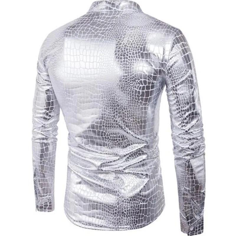 Модные мужские с длинным рукавом принтом в виде серпантина Bling рубашки Camisa