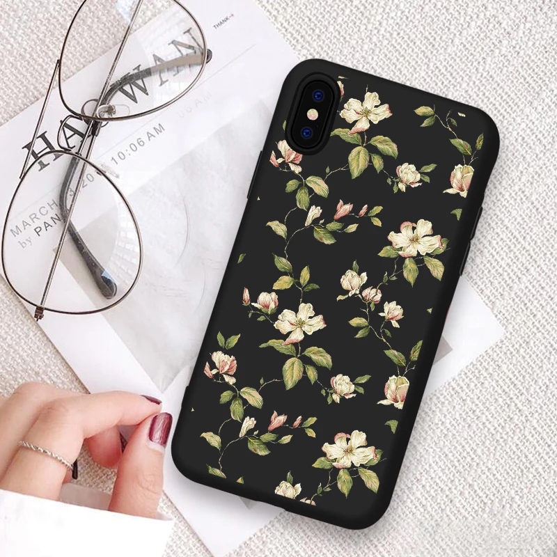 Роскошный летний мягкий чехол с цветочным рисунком розы для iPhone X XR MAX милый