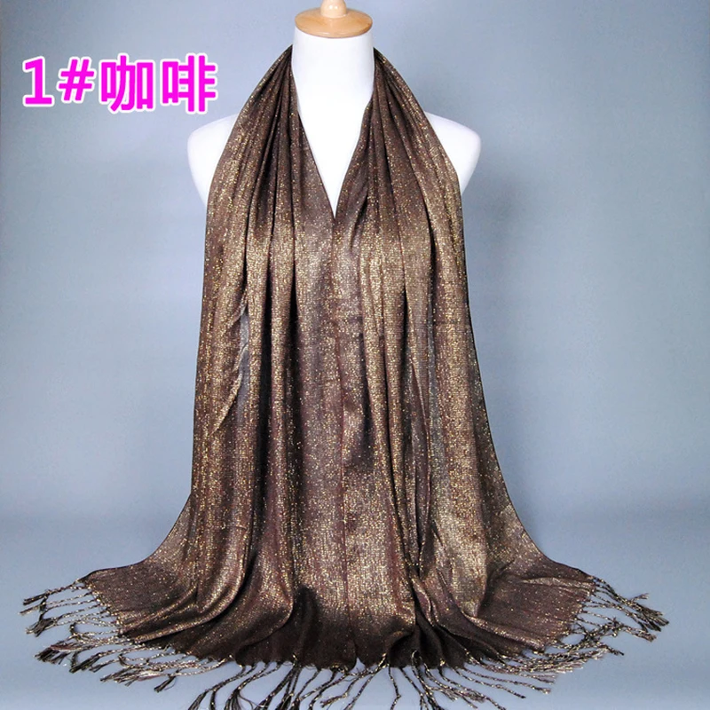 Шарф с кисточками золотой шелковый шарф в этническом стиле хлопковый для женщин