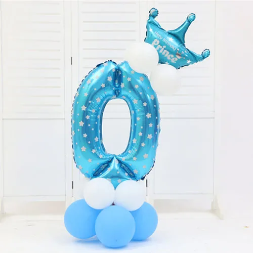 Blue 0 32 inch Количество шар розовый синий цифра гелия шары День рождения украшение для мероприятий, вечеринок, свадьбы Поставки номер фольги big шаре - Цвет: Blue 0