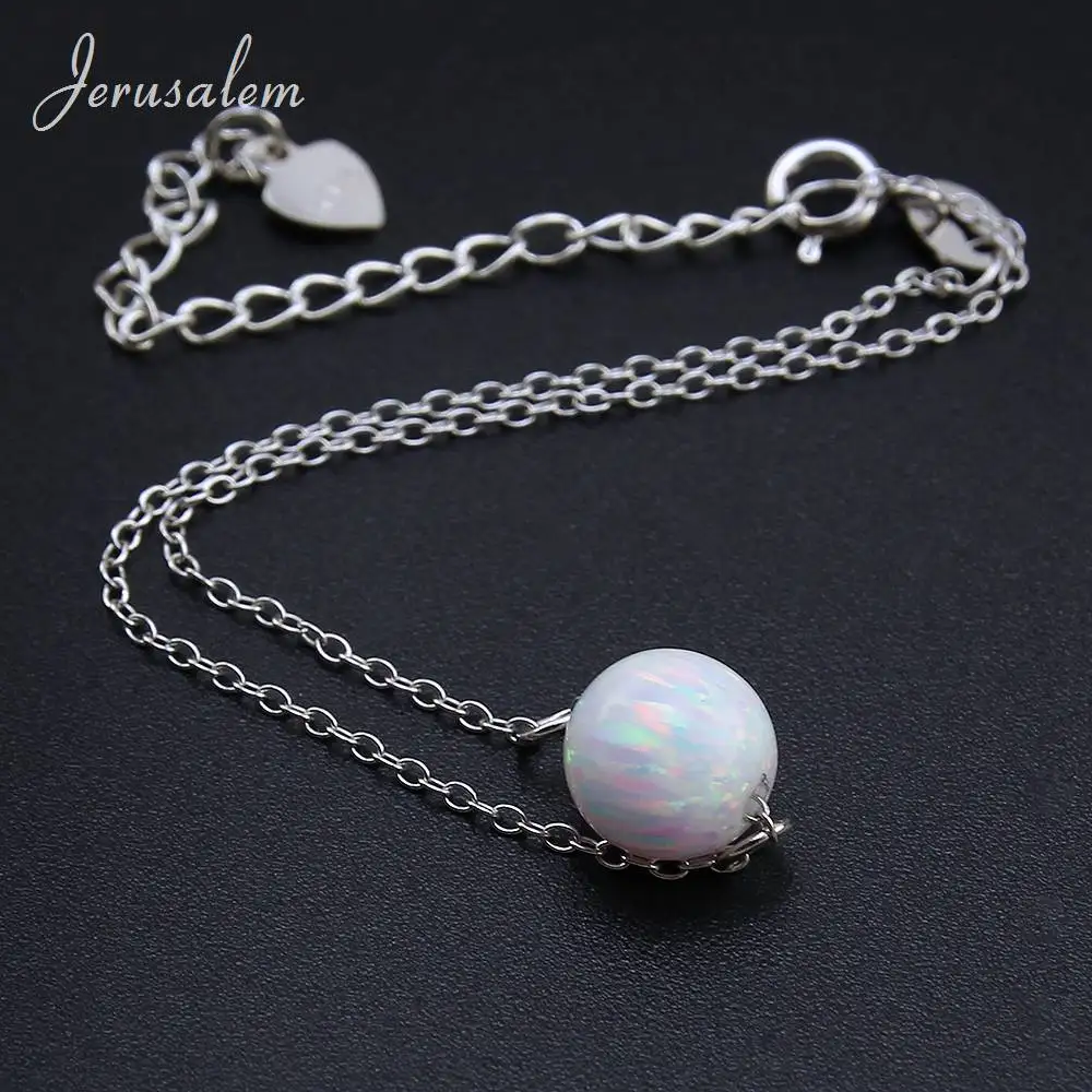 Женский браслет с натуральным опалом из стерлингового серебра 925 пробы белым