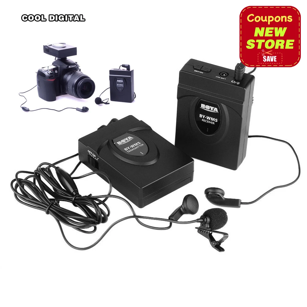BOYA by-wm5 Беспроводной петличный микрофон Системы для Canon Nikon Sony DSLR Камера