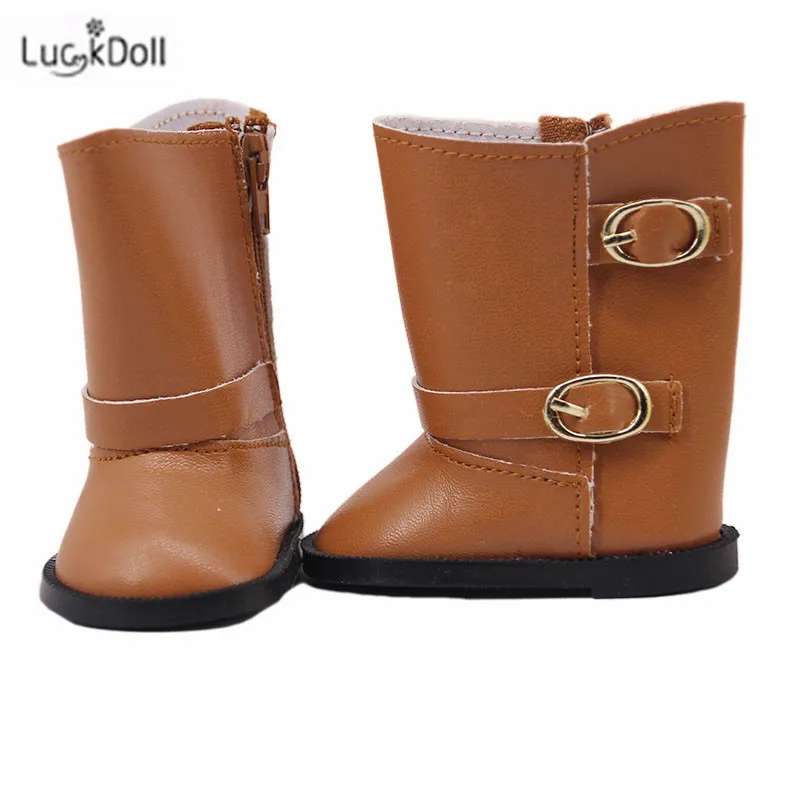 LUCKDOLL1 пара однотонные сапоги подходят 18 дюймов Американский 43 см Кукла одежда аксессуары, игрушки для девочек, поколение, подарок на день рождения