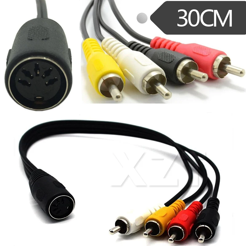 

Free Shipping Hihg Quality 1pcs 30cm 5 Pin Female Din Plug to 4 x RCA Phono Male Plugs Audio Cable Connector