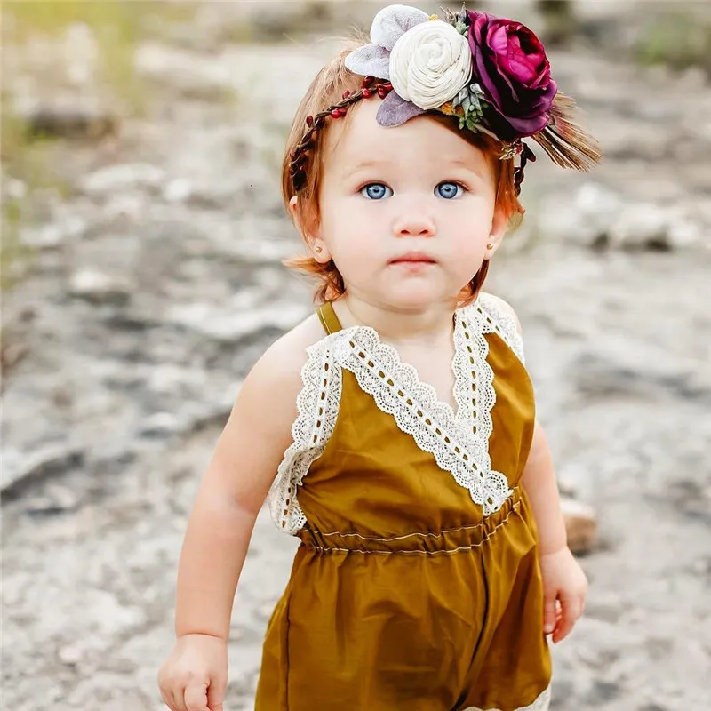 Новинка хлопковые детские комбинезоны с цветочным принтом роз винтажный