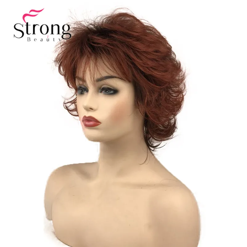 StrongBeauty короткий коричневый волнистый синтетический парик парики для женщин полные парики