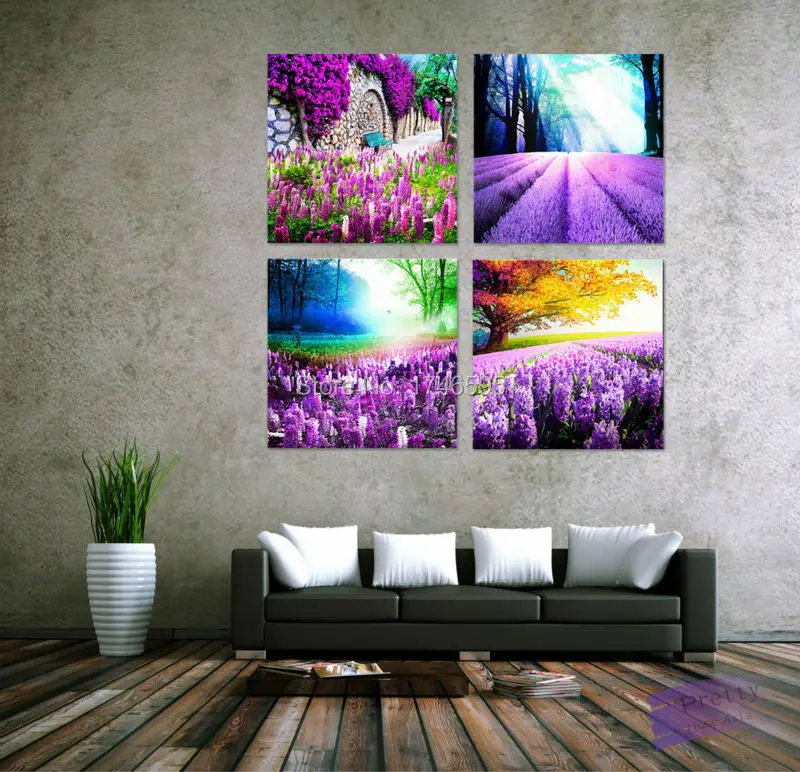 4 шт. домашний декор Настенная картина для гостиной спальни с принтом лаванды