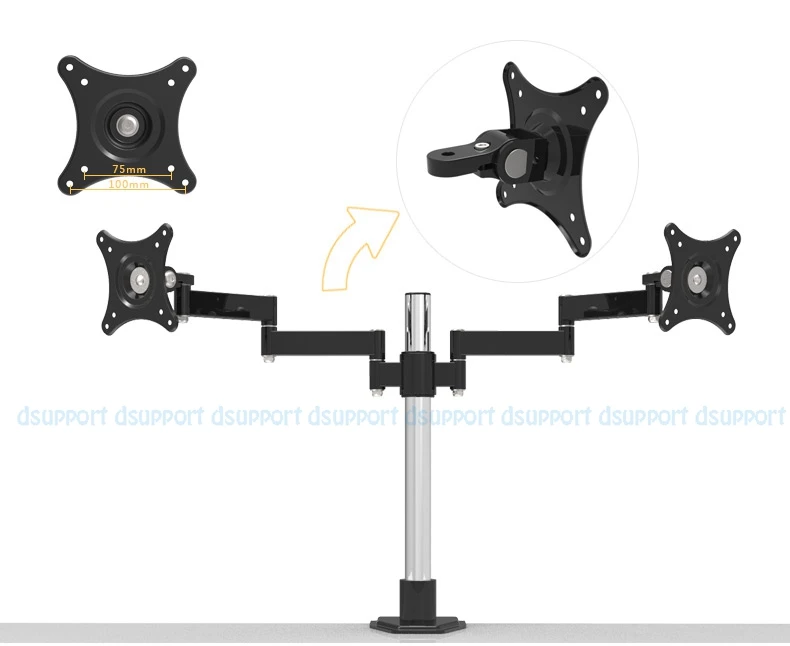 Настольный двойной держатель для ЖК монитора на 360 градусов вращающийся