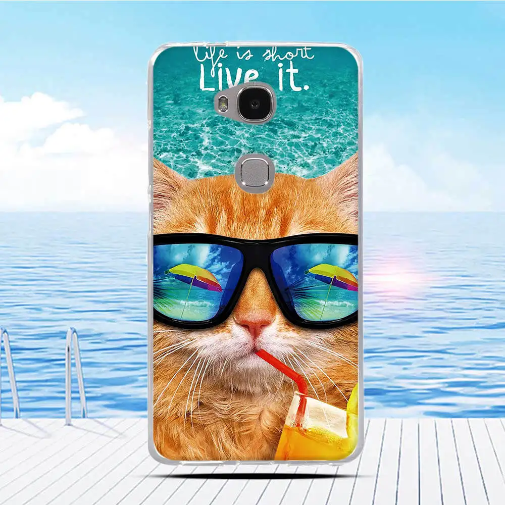 Чехол для Huawei Honor 5X с 3D рельефным рисунком задняя крышка из ТПУ мягкий силиконовый