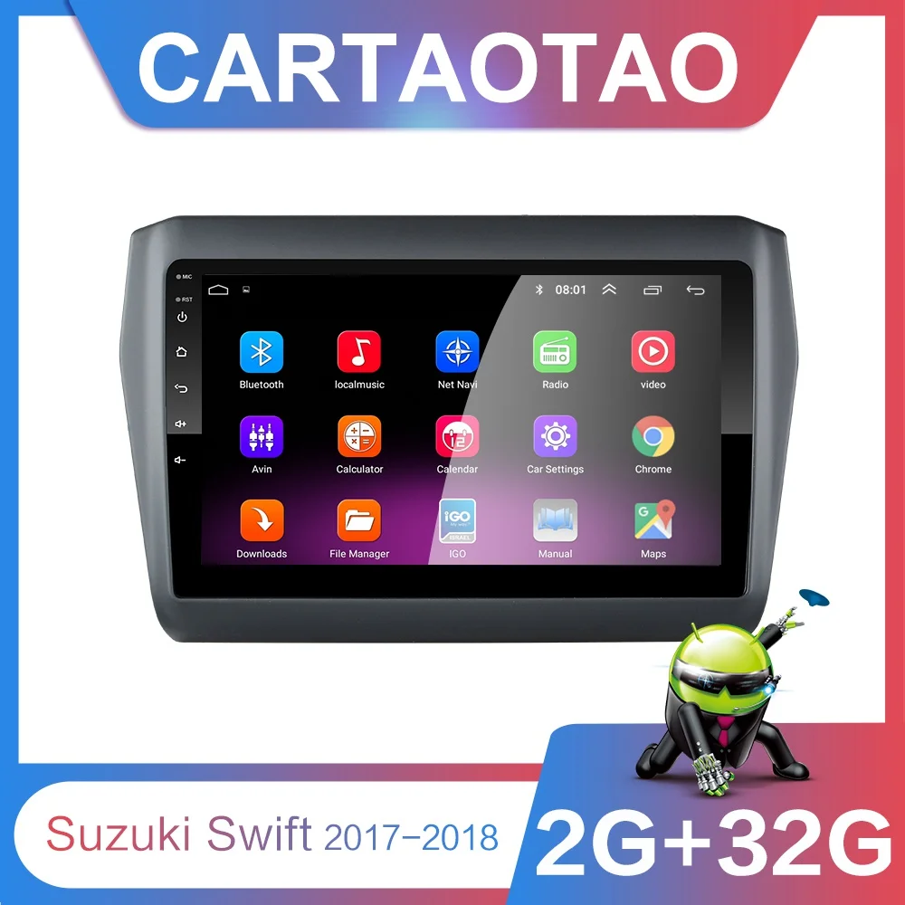 2G + 32G 9 &quot2din Android 8 1 GO автомобильный dvd плеер для Suzuki Swift 2017 2018 Радио gps навигация wifi BT