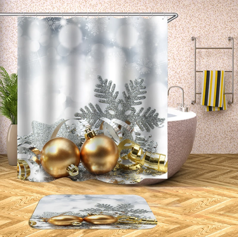 Колокольчик Рождественская занавеска для душа ванная 3d s цветочная ткань