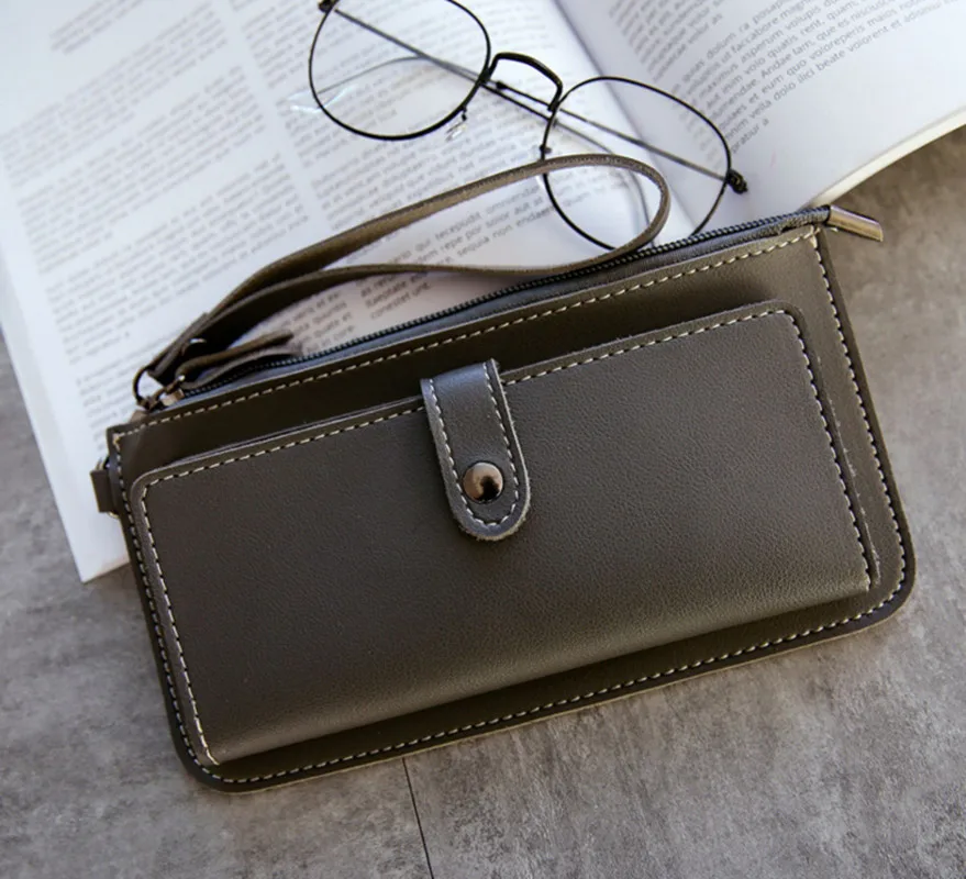 DARK GRAY Женские кошельки на молнии, кошельки из искусственной кожи, Длинные кошельки для девушек, девушек, денег, монет, Карманный держатель для карт, женские кошельки, клатчи - Цвет: DARK GRAY
