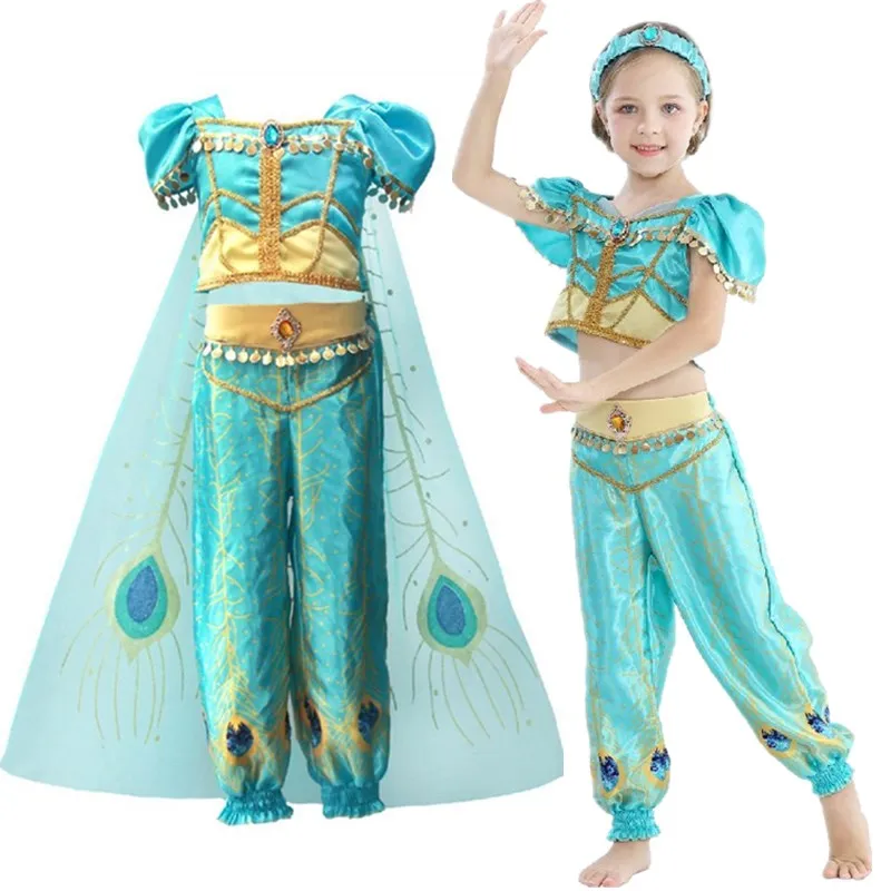Индийская принцесса наряд костюм для девочек летний с коротким рукавом накидкой