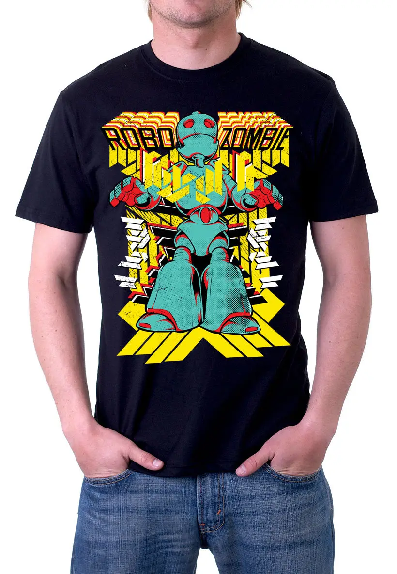 Лидер продаж 2019 модные классические топы футболки футболка Робо зомби черная или