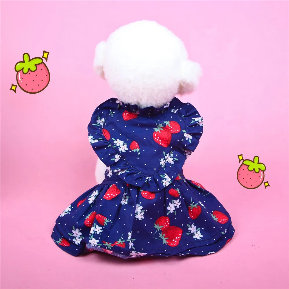 Платье для собак сезон весна лето юбка американка принцессы с принтом клубники