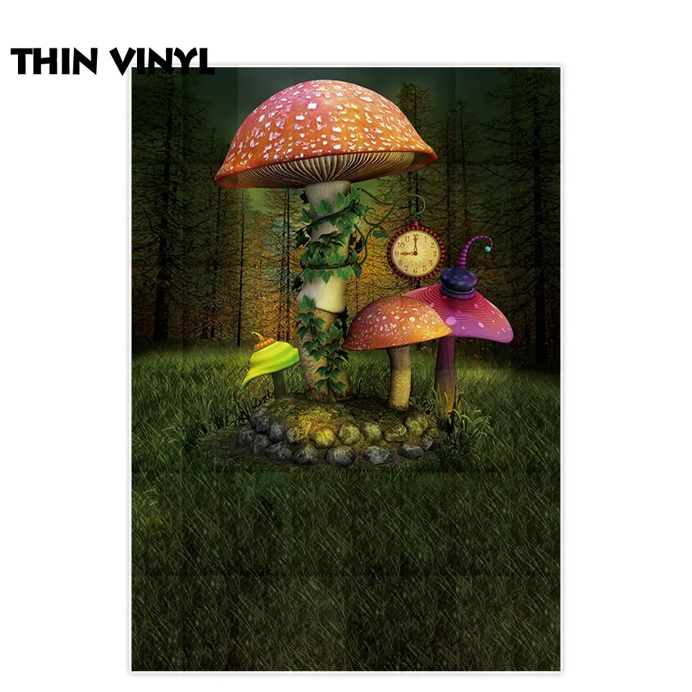 Фоны Allenjoy для фотостудии Волшебные Искусственные часы с чайными грибами тема лес