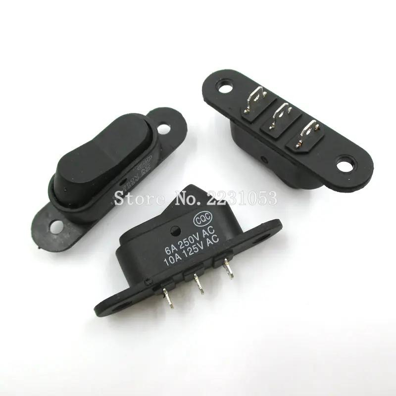 

2Pcs/Lot Black 3 Pin Light On/off Boat Button Switch 250V 6A AC AMP 125V/10A Switching Power Supply